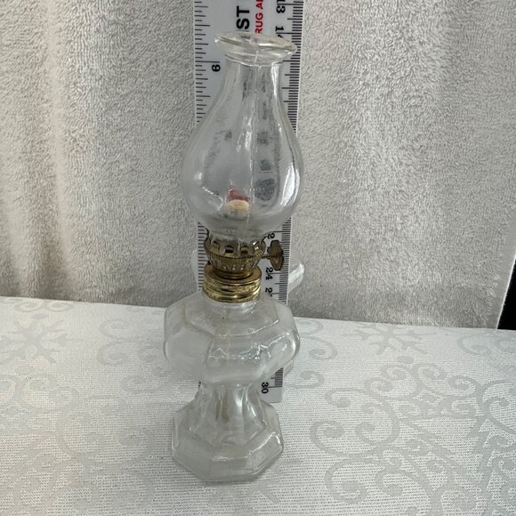 Vintage Clear Glass Oil Lamps Set/2  6.5 Inches - Picture 6 of 6